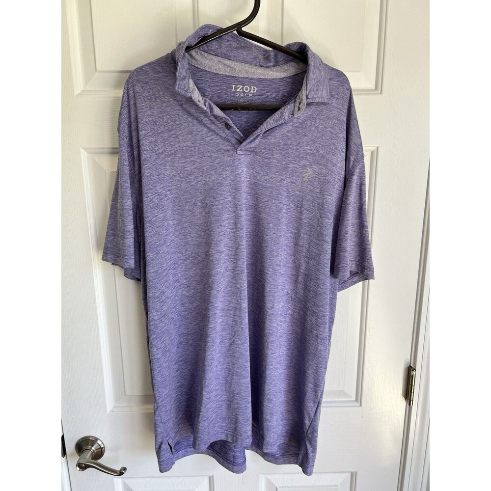 IZOD Golf Men’s XL Purple Heathered Stretch Short Sleeve Collared Polo Golf
